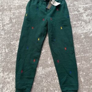 NWT Adorable Ralph Lauren Green Sweatpants with Rainbow Ponies- timeless chic